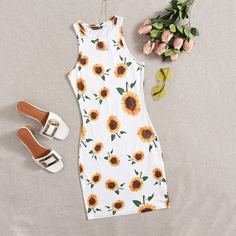 Цветочный принт Повседневный Платье Shein