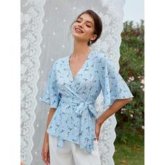 Пояс Цветочный Повседневный Блузы Shein