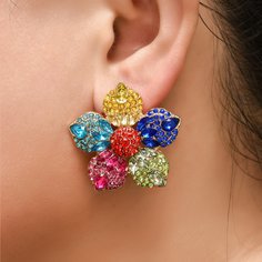 Серьги в форме цветка со стразами Shein