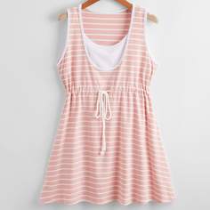 Платье для кормящих в полоску на кулиске для беременных Shein