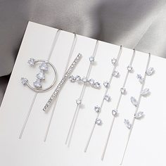 6шт украшение для ушей со стразами Shein