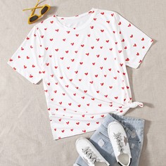 Сердечко Повседневный Футболка размера плюс Shein