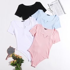 Однотонное боди 4шт Shein