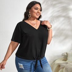 Топ размера плюс с рукавами бабочки Shein