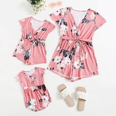 1шт боди с цветочным принтом для девочек Shein