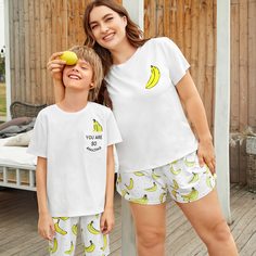 с карманами Фрукты и овощи милый Домашняя одежда для мальчиков Shein