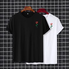 Цветочный Повседневный Мужские футболки Shein