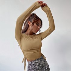 Однотонная футболка на кулиске Shein