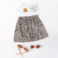 Разрез Леопардовый Повседневный Юбки для девочек Shein