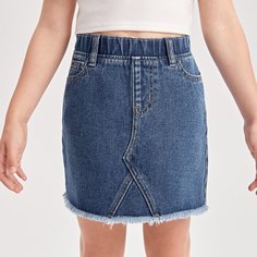 с карманами Одноцветный Джинсовые юбки для девочек Shein