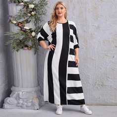 Платье-футболка размера плюс в полоску Shein