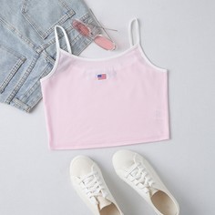 Короткий топ с вышивкой американского флага и букв Shein