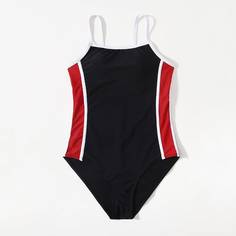 Контрастный слитный купальник Shein