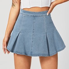 Джинсовая юбка с высокой талией Shein