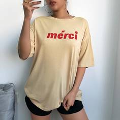 Футболка с текстовым рисунком Shein
