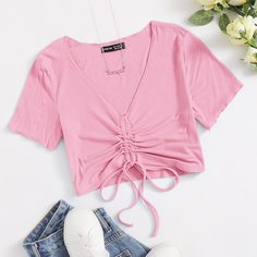 узел Одноцветный Повседневный Футболки Shein