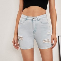 Рваные джинсовые шорты скинни Shein
