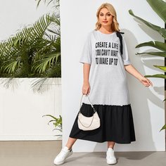 Платье размера плюс с текстовым принтом Shein