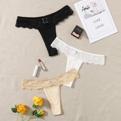 Кружевные трусики размера плюс 3шт Shein