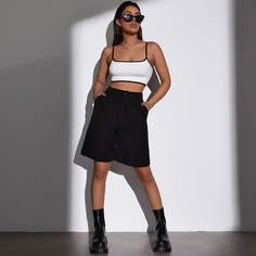 Короткий топ на бретелях с контрастной отделкой Shein