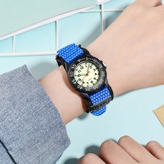 Детские круглые стрелочные кварцевые часы с плетеным ремешком Shein