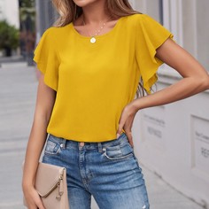 Однотонная блуза с оригинальным рукавом Shein