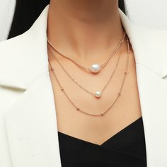3шт ожерелье с искусственным жемчугом Shein