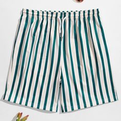 Мужские шорты в полоску на кулиске Shein