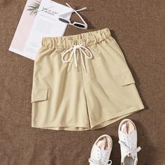 на кулиске Одноцветный Повседневный Шорты Shein