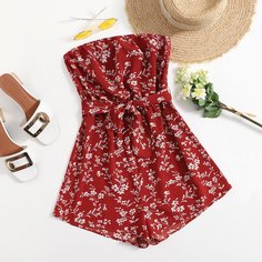 с поясом Со цветочками Бохо Комбинезоны Shein