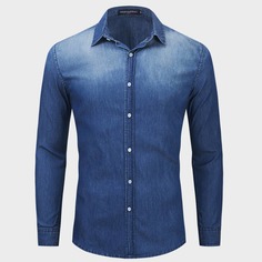Мужская джинсовая рубашка на пуговицах Shein