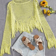 Накидка крючком с бахромой Shein