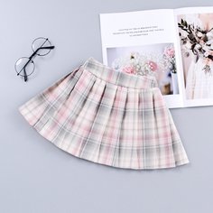 плиссированное в клетку Институтский Юбки для девочек Shein