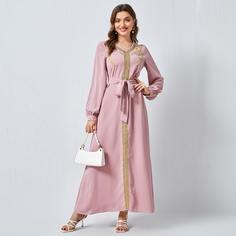 Платье с вышивкой и поясом Shein
