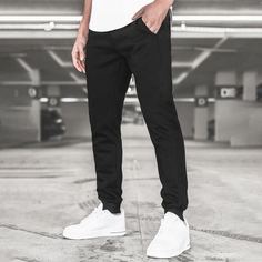 на кулиске Одноцветный Мужские спортивные брюки Shein