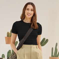 Футболка с круглым воротником Shein