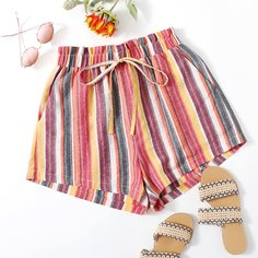 Карман Полосатый Бохо Шорты Shein