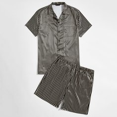 Мужской атласный топ и шорты Shein