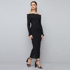 Блестящий сетчатый топ со сборками и открытыми плечами Shein