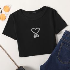 буква Повседневный Футболки Shein