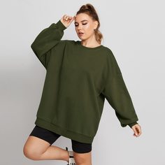 Однотонный пуловер размера плюс Shein