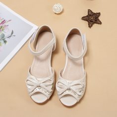 Сандалии на липучке с бантом для девочек Shein