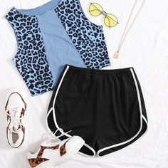 Контрастная отделка Повседневный Шорты Shein