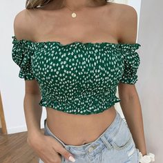 Оборка цветочный Бохо Женские топы Shein