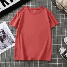 Одноцветный Повседневный Футболки Shein