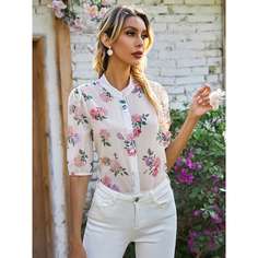 Прозрачная блуза с цветочным принтом Shein