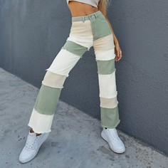 Контрастные прямые джинсы Shein