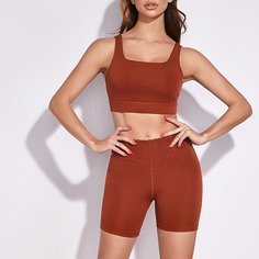 Одноцветный Спортивный комплектный костюм Shein