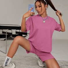 Футболка и шорты с эластичной талией Shein