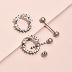 1 пара пирсинг соски со стразами Shein
